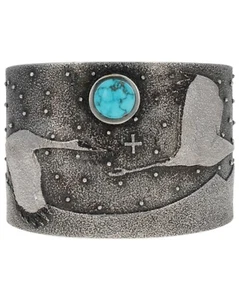Tufa Cast Sand Hill Cranes In Night Scene Bracelet By Robert W. Begay - Picture 1 of 5