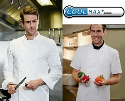 SIMON JERSEY COOLMAX CHEF UNISEX JACKET CHEFS WHITES LONG & SHORT SLEEVE