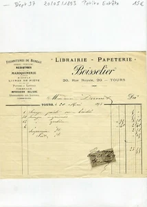 Dépt 37 - Tours 20 Rue Royale - Petite Entête d'une Librairie Papeterie de 1893 - Bild 1 von 1