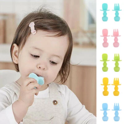Dinnerware Baby Training Spoon Fork Easy Clean Cutlery Set Toddler Self Feeding - Image 1 of 4