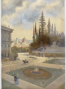 🔥 Fine Antique Old 19th c. Italian Florence Cityscape Painting - Emilio PAPINI - Picture 1 of 24