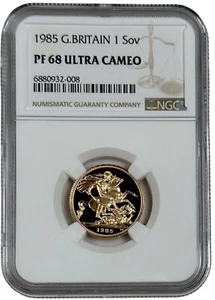 1985 Great Britain Gold Proof Sovereign 0.2354 oz Coin NGC PF 68 UC - Picture 1 of 2