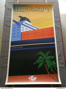 +++++ AFFICHE BATEAU / PAQUEBOT French Line CMA CGM EUROPE ANTILLES 2000 +++++ - Foto 1 di 4