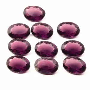 (10) 18mm Czech Deco vintage oval faceted deep cranberry pink glass rhinestones - Picture 1 of 2