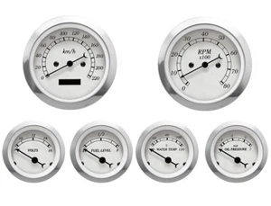 MOTOR METER RACING Classic White 6 Gauge Set Electrical Speedometer KMH °C BAR - Picture 1 of 11