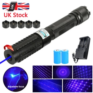 8000m Blue Laser Adjustable SOS High Power Visible Dot Light Flashlight +5 Caps - Picture 1 of 14
