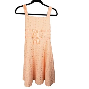 Bonnie Jean Girls Orange White Cotton Sleeveless Gingham Party Sundress 16 - Picture 1 of 7
