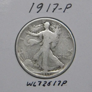 Moneda de medio dólar Walking Liberty 1917-P, 90% plata - Imagen 1 de 2
