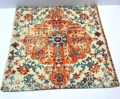 Set of 2 Boho Linen Pillow Covers 16x16 inch Colorful Rustic Orange & Blue - Image 1 of 4