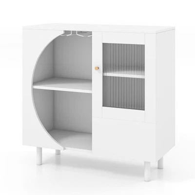 Кухонный сервант с держателем для стаканов для гостиной столовой белый - Изображение 1 из 4