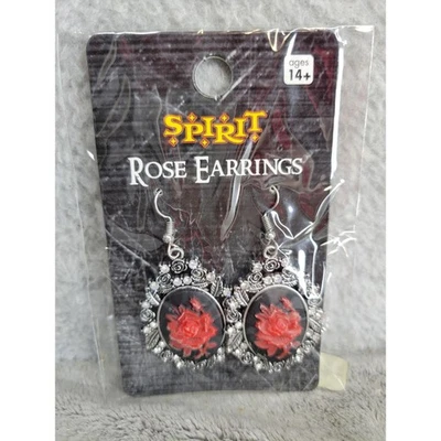 Pendientes Spirit Halloween Rosa Gótico Floral Tono Plata Colgante Joyería Foto 1 de 2