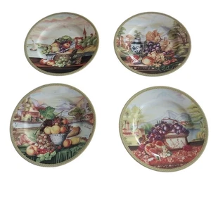 4 French Home Limoges Porzellan Salat Dessert Teller Obst Land Szene 7-1/4" - Bild 1 von 11