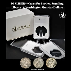 10 Pack NUMIS® SLIDER™ Coin Case- Barber, Standing Liberty, Washington Quarter - Picture 1 of 10