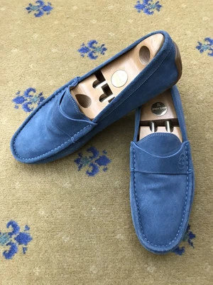 Gucci Loafers Shoes Suede Blue Interlocking G Driver Mens US 10 UK 9.5 EU 43.5 - image 1 of 4