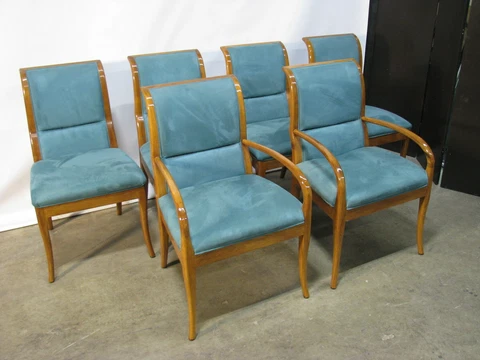 Set of 6 Henredon Contemporary Dining Chairs; High Gloss Finish & Near Mint Cover