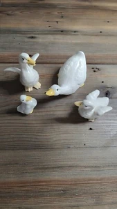 Vintage weiße handbemalte Keramik Enten (4er Set) süße Entenfamilie  - Bild 1 von 14