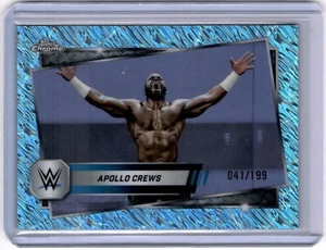 Apollo Crews 2025 Topps Chrome WWE Aqua Shimmer Refractor #114 WWE #041/199 - Picture 1 of 2