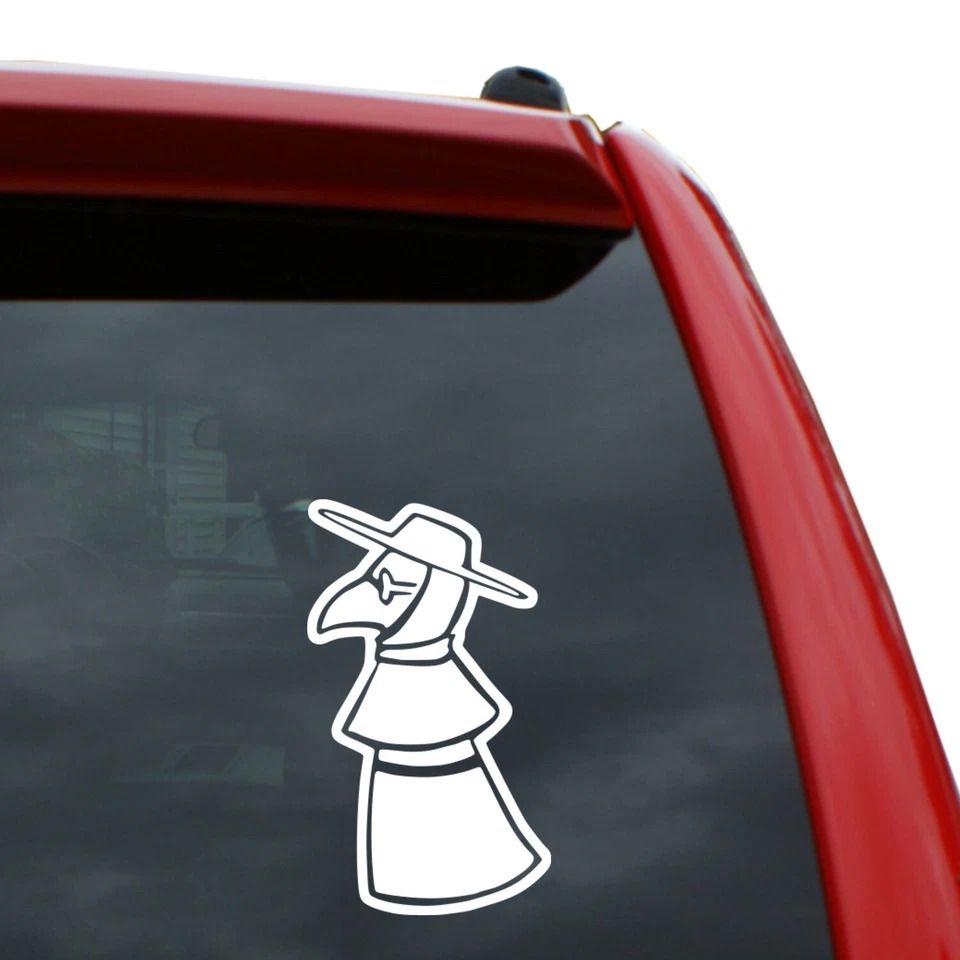 Cute Plague Doctor Vinyl Decal Sticker | Color: White | 5" tall - Image 1 of 1