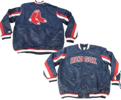 Nuevo Abrigo Chaqueta Pesada Boston Red Sox Para Hombres Talla 2XL Azul Starter Satén a Presión Foto 1 de 4