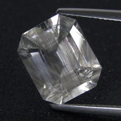 Piedra preciosa de topacio blanco rutilado natural de 8,20 quilates 13x11,5x7,2 mm corte esmeralda Foto 1 de 4