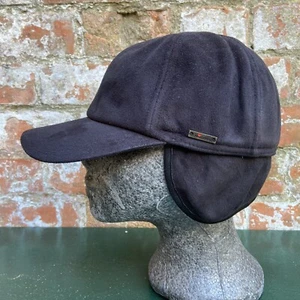Wigéns Haldo Trapper Baseball Hat Medium Black Suede Sweden Hunting Ear Flap Cap - Picture 1 of 11
