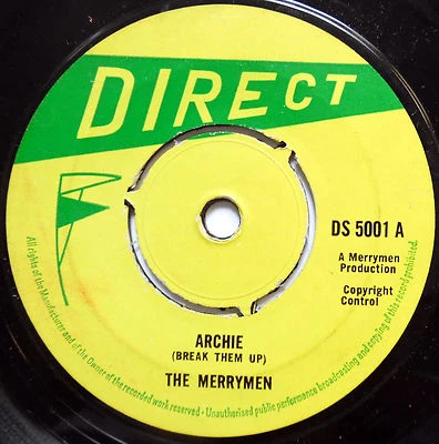 THE MERRYMEN 45 Archie / Too Deep Too Blue CALYPSO Direct UK Original c1749 - Image 1 of 2