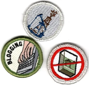 Insignias de mérito de parodia - Tres (3) insignias 1 1/2" "No fumar/aceite/blog" - Imagen 1 de 4