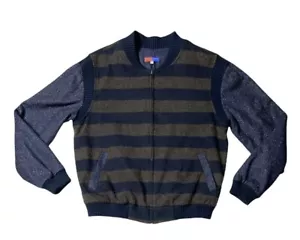 Preowned- Opening Ceremony Full Zip Striped Wool Bomber Jacket Mens (Size L) - Picture 1 of 7