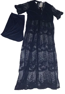 NWT Eleter Dress 60" L 44 Bust Lace Formal Gown Maxi Dress Short Sleeve 2 Piece - Picture 1 of 15