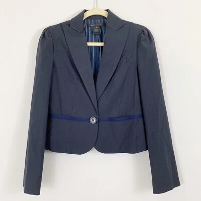 Marc Jacobs Blazer куртка размер 2 синий галстук назад длинные рукава одна кнопка хлопок - Изображение 1 из 4