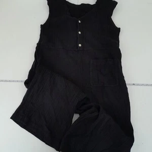 Tuta TOAST XL nera senza maniche scollo a V bottoni cotone arricciato tasca C... - Foto 1 di 10