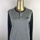 Under Armour Loose Cold Gear Button V Neck Gray Pullover Shirt Mens Size Small
