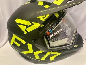 FXR Torque X Team Helmet w/ Shield & Sun Shade Black Hi Vis S NWT - Foto 1 di 7