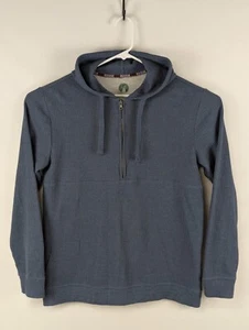 Weatherproof Pullover Sweater Mens Large Blue Long Sleeve 1/4 Zip Hooded - Picture 1 of 8
