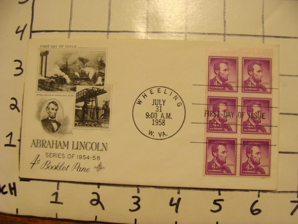 Vintage Envelope FIRST DAY OF ISSUE: 4cent ABRAHAM LINCOLN booklet pane - Image 1 of 1
