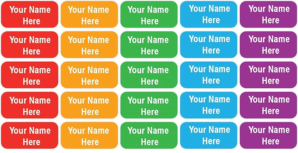 Etiquetas de nombre de ropa personalizadas para campamento, universidad, escuela mezcla de colores fondo Foto 1 de 4