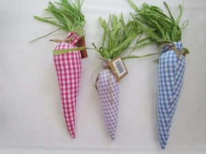 Tela Zanahoria 3 piezas ~ Hecho en casa Pascua color pastel gingham Collins NUEVO lote mixto B - Imagen 1 de 4
