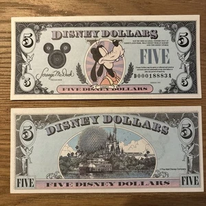 $5 Dólares Disney 1991, pieza de coleccionista sin usar Goofy Serie D/A - Imagen 1 de 1