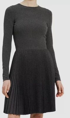 Mini Vestido Suéter Theory Para Mujer Gris Plisado Mezcla Lana Cachemira Talla L Foto 1 de 4