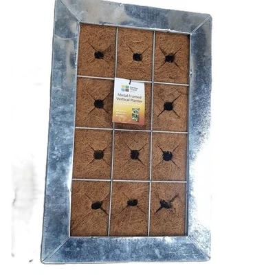 Vertical Wall Planter Galvanised Metal Frame Coco Liner 57x36x9cm 12 Cell - Image 1 of 4