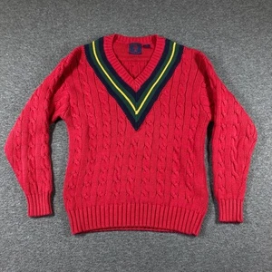 Vintage Logan Square Sweater Mens XL Red Golf Cricket Cable Knit Preppy Retro - Picture 1 of 8