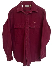 Vintage LL Bean Mens L 16.5 Chamois Cloth Burgundy Wine Shirt Made In USA Soft - Picture 1 of 4
