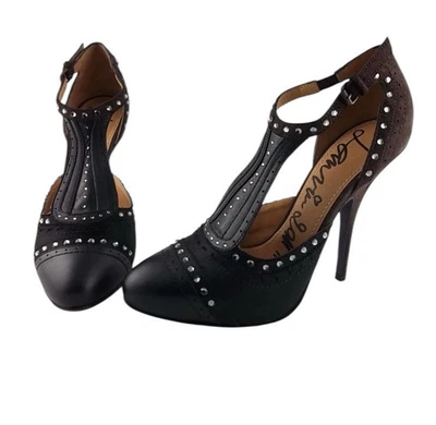 Lanvin High Heel Pump Size 36 Choc Brown/Black Leather Suede Crystals Avant Gard — 第 1/4 张图片