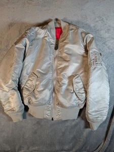 Alpha Industries Jacket Mens Small Gray MA-1 Bomber Reversible Flight Nylon - Picture 1 of 22
