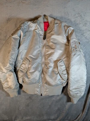 Alpha Industries Jacket Mens Small Gray MA-1 Bomber Reversible Flight Nylon - Image 1 of 4