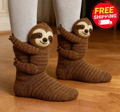 3D süße Tiere Socken Stricktiere Bodensocken Unisex lustig warm Winter Geschenke - Bild 1 von 4