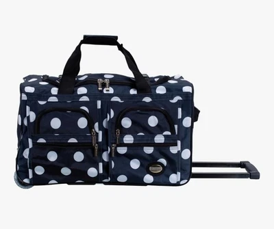 Bolsa de viaje con ruedas 22"L x 12"W x 11"H negra con Pokadots blancos Foto 1 de 4