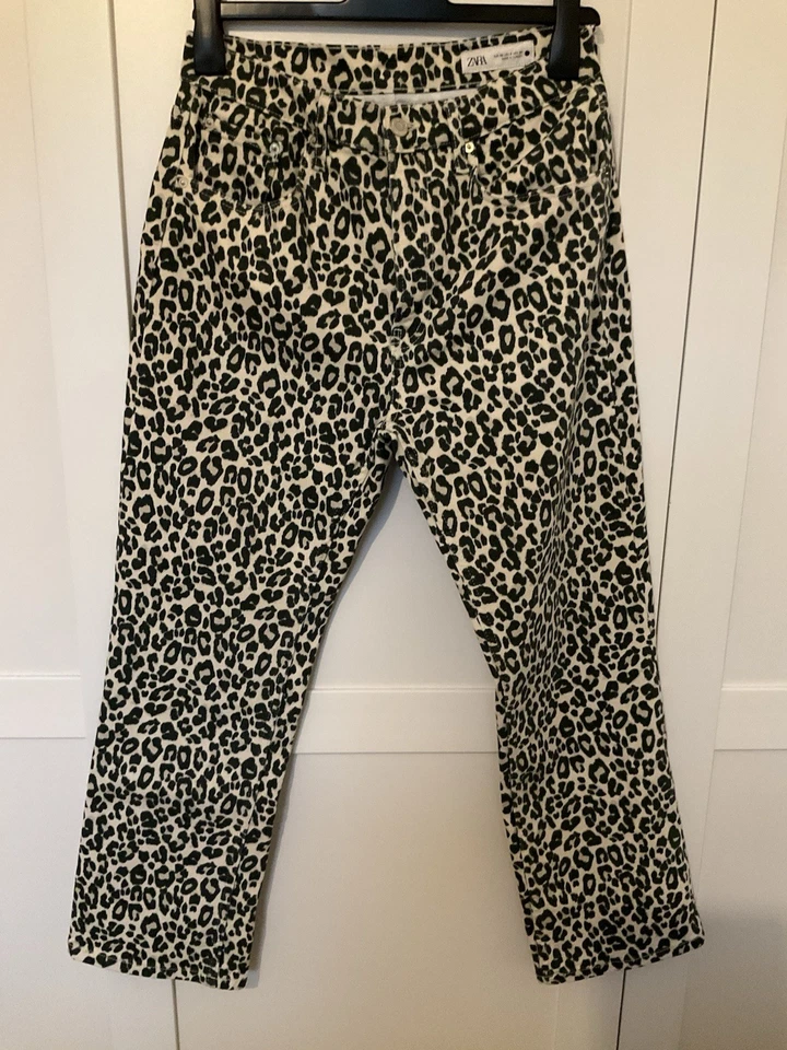 Zara Leopard Print Jeans 12 Excellent Condition Cotton Mix - Image 1 of 4