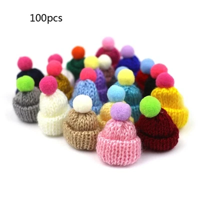 100 Piezas Hecho a Mano Mini Sombrero de Dedo Pom Pom Sombrero Hágalo Usted Mismo Broche Pendientes Hacer Suministros Foto 1 de 4