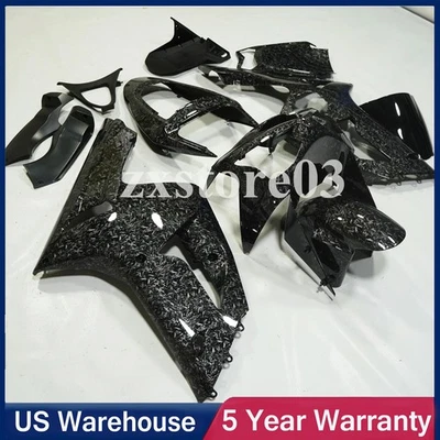 Kit de carrocería de carenado de fibra de carbono forjado negro para Kawasaki Ninja ZX6R 2003-2004 EE. UU. Foto 1 de 4